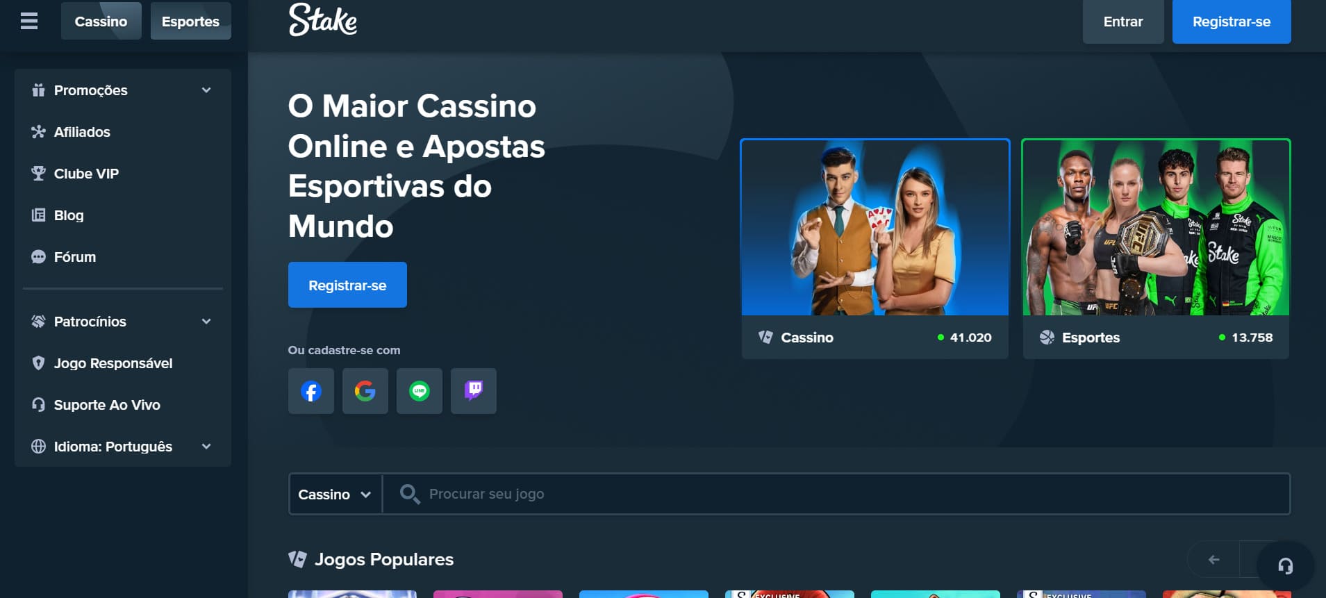 Stake Casino Portugal: uma imagem do seu site português.